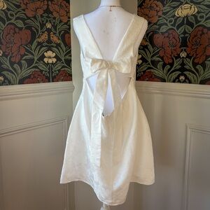 Floral Lace Satin Square Neck Mini Dress w. Bow 🪽 Bridal